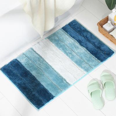 China Tape Sustainable Modern Non Slip Water Absorb Micro Soft Shower Bath Room Colored Fiber Bath Mat for sale