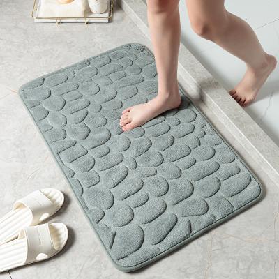 China Sustainable Washable Non Slip Memory Foam Bathroom Pebble Bath Mat for sale