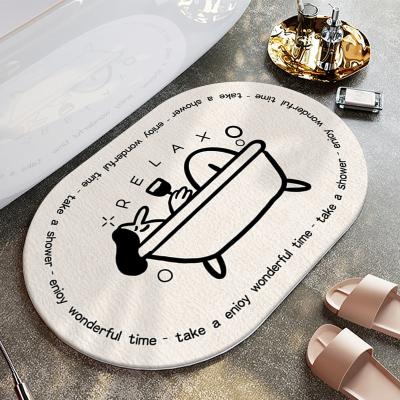 China Nordic White Black White Wool Faux Fur Vintage 3D Printing Cute Hotel Bath Mat For Bathroom for sale