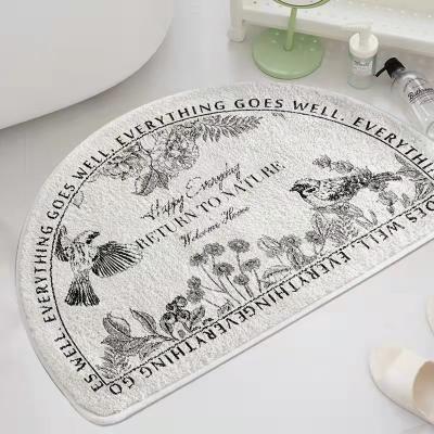 China Sustainable Hand Drawing Bath Room Semi Circular Bath Mat Anti Slip Anti Slip Bathroom Mat for sale