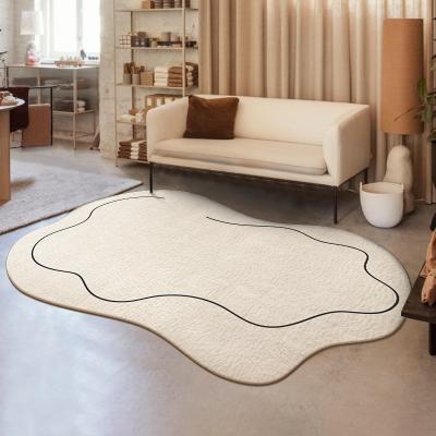 China Non-slip Special Faux Fur Brandi Shape Cloud Blanket Aritificial Cream Carpet for sale