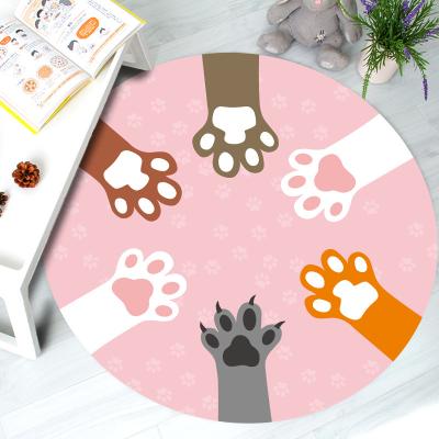 China Non-slip Cartoon Baby Printing Kids Round Play Mat Custom Rug Cover for sale