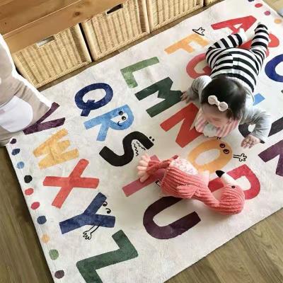 China Bedroom baby blankets washable cartoon handtufted alphabet plush rug letters for living room for sale