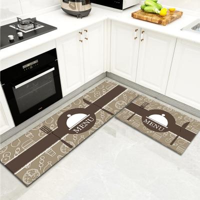 China 2 antimicrobial in one set water absorbing cute cartoon kitchen rug set floor mat for kichen for sale