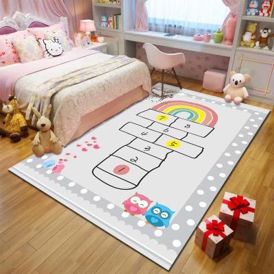 China Cushioned 3D Printing Cute Soft Kids Bedroom Number Rectangle Bedside Rugs for sale