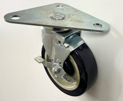 China swivel & Rigid Worktable Plate Caster 5 Inch Wheel With Or Without Cutoff 250 lbs for sale