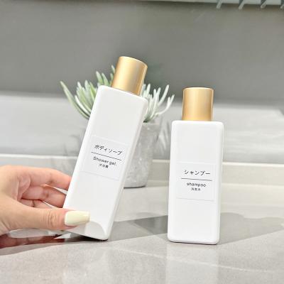 China PET Cosmetic Square Lotion Bottle , Simple Elegant Cosmetic Leakproof White Empty Bottle Screw Sealing Cap Bottle for sale