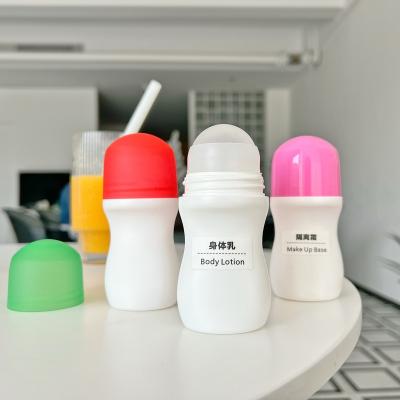 China Personal Care Flat Plastic Roll On Bottle, Refillable Empty Plastic Roll On Air Freshener Bottles Round Rollball Bottle for sale