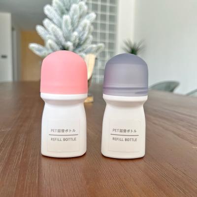 China Personal Care Flat Plastic Roll On Bottle , Perfume Antiperspirant Plastic Travel Bottle Oil Deodorant PP Separate Bottling for sale