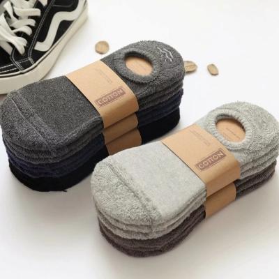 China Wholesale Towel XL-325 Breathable Ring Wool Thick Cotton Boat Socks Gel Non-slip No Show Men's Invisible Socks for sale