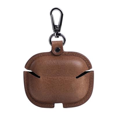 China Healthy Premium Genuine Leather Case Perfect For Airpods 3 Pro Case Wireless Earphone Cover Device Charging Box With Key Chain for sale