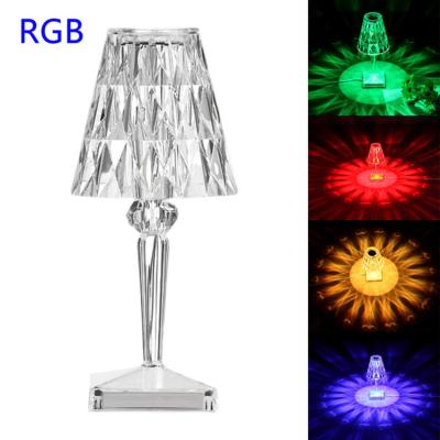 China Wholesale Modern Touch USB Night Light Table Lamp Remote Control Atmosphere RGB Colorful Filling Acrylic Crystal Table Lamp for sale