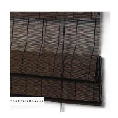 China Natural Material Grass Woven Wood Matches Natural Fabric Roman Bamboo Blinds With Long Using Life for sale