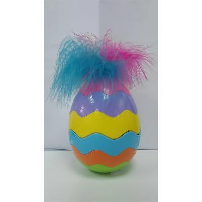 China New Wholesale Custom Recyclable Halloween Valentine Day Surprise Candy Plastic Christmas Rainbow Egg Toys Food Grade With Feather for sale