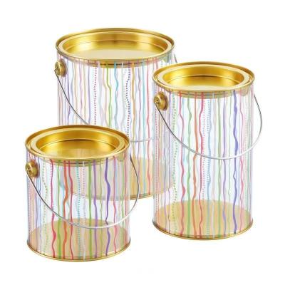 China Recyclable Printing Design In Stock Round Food Grade Chocolate Candy Cookie Paint Box Airtight Container for sale