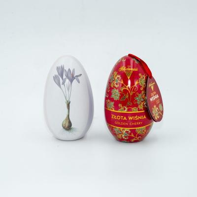 China Recyclable Promotional Custom Packaging Chocolate Candy Food Grade Egg Shaped Candy Tin Box For Easter Holiday for sale