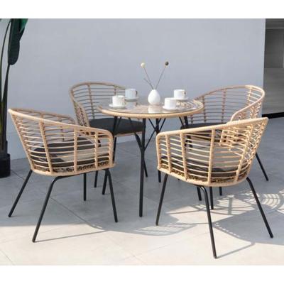 China Modern Outdoor Garden Rattan Furniture Patio Backyard PE Wicker Dining Rattan Table and Chair Set Set of 5 for sale