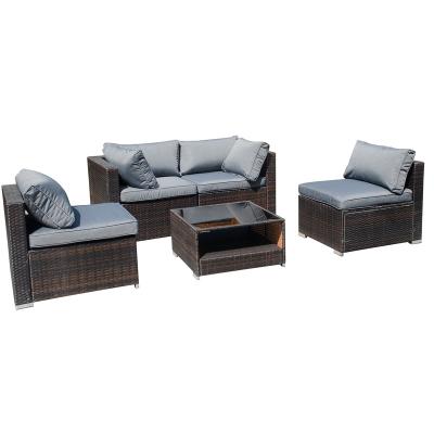 China Modern garden furniture set outdoor patio backyard PE rattan conversation sofa with free combination customize cushion cover for sale