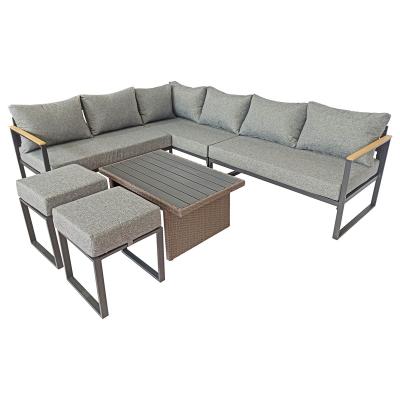 China Sectional Garden Living Outdoor Seating Sofa Customized Set Frame Modern Furniture Wholesaler Style With Rattan Table Waterproof Sofa for sale