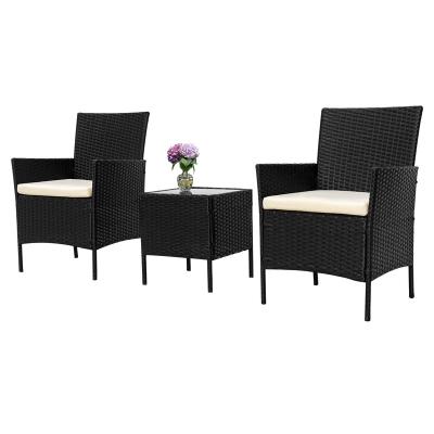 China Modern Outdoor Furniture PE Rattan Wicker Chair and Table Bistros Set Garden Patio Conversation Set Fit for Porch Backyard Balcony for sale