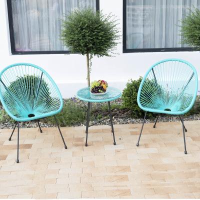 China Modern Design Modern Rope RattanTable And Chairs Set Outdoor Garden Furniture Patio Garden Conversation Set To Customize Rattan Color for sale