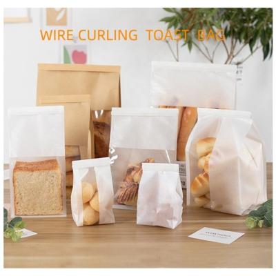 China Recycled Materials Custom Printed Brown Small Bakery Cookies Donut Toast Bag Food Grade Kraft Bread Packaging Sandwich Paper Bag With Clear Window for sale