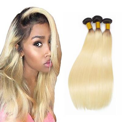 China Silky Straight Wave 613 Blonde Color Hair Weave Hair Extension With Closure Blonde Hair Bundles for sale