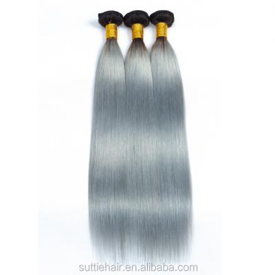 China High Quality 100% Brazilian Remy Hair Bundles 1B Gray Straight Bundles Hair Extension Weave Virgin Remy Hair Weave for sale