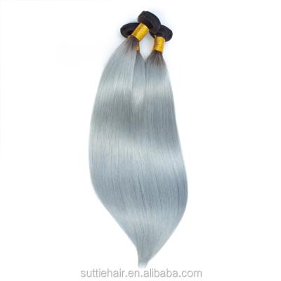 China 1B Wave Silky Straight Gray Ombre Hair Bundles Virgin Hair Ombre Straight Hair Wholesale Silver Gray Extensions for sale