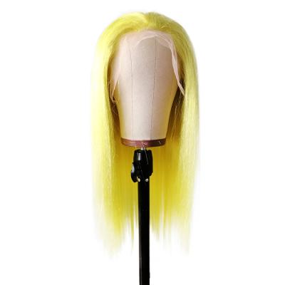 China Wholesale Silky Straight Lemon Green Wave Virgin Hair Brazilian Straight Hair Lace Front Wig, Color Hair Wig for sale