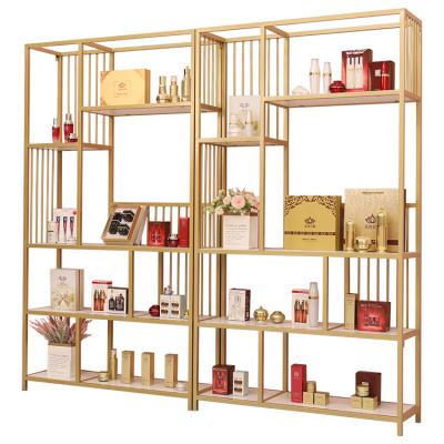 China Double-Sided Cosmetic Store Shelves Supermarket Shopping Shelf Rack Cosmetics Display Showcase For Store Shelving for sale