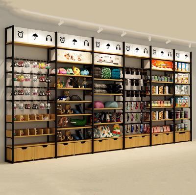 China Grocery Retail Store Shelves Metal Wooden Supermarket Shelves Modern Gift Shop Shelving and Rack for sale