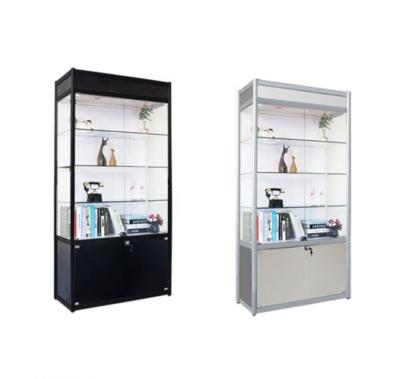 China Modern Attractive Cheap Aluminum Display Showcase LED Light Glass Smoke Profile Shop Window Display Cabinet for sale