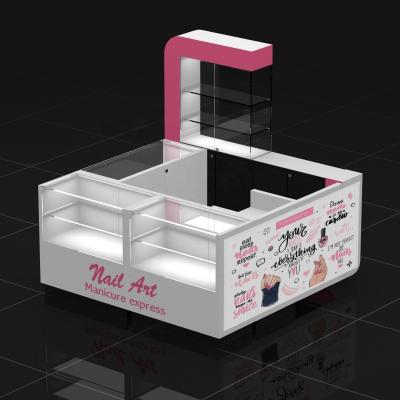 China Modern Custom Size Cosmetics Kiosk With LED Light Modern Perfume Kiosk Stand For Mall Kiosk For Perfume for sale