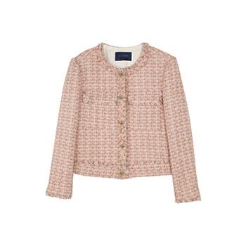 China New small round woven woolen short round tweed by pink collar autumn and winter perfume coat for sale