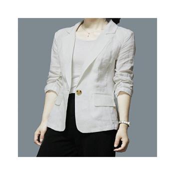 China Worked collar women's cotton and small hemp suit jacket spring and new autumn professional leisure suit custom for sale