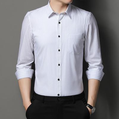 China Anti-Wrinkle MTM Stripe Slim Fit Dress Shirt Custom Mens Formal Slim Fit Shirt Bespoke Striped Shirt 100% Cotton for sale