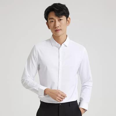 China Anti-wrinkle business casual classic men's sleeved shirt long non ironing white dress shirt anti wrinkle grooms wedding shirt cotton tooling for sale