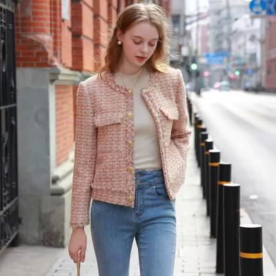 China Pink Autumn And Winter Perfume Coat New Small Woven Wool Breathable Short Tweed for sale