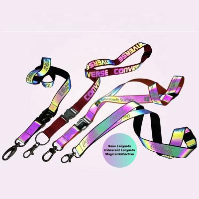 China Polyester Printing Iridescent Reflective Custom Logo Thongs Lanyard Factory for sale