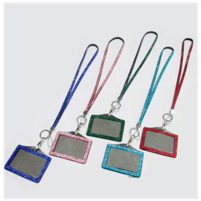 China Card Holder Fashion Wholesale Colorful Crystal Rhinestone Bling Lanyards for sale