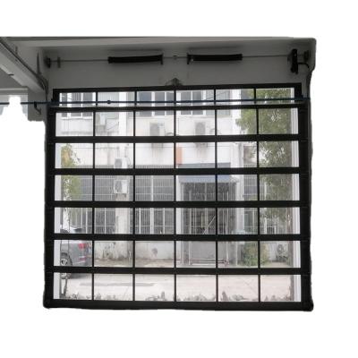 China Modern reflective aluminum perspective transparent garage door tempered glass windproof for sale