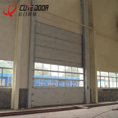 China Modern Automatic Industrial Sectional Overhead Vertical Shutter Door With Window Viewer for sale