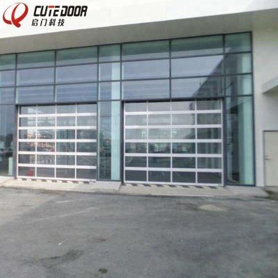 China Windproof Aluminum Frame Polycarbonate Panel Garage Transparent Glass Door for sale