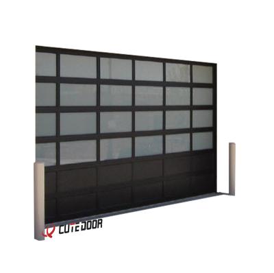 China Factory Waterproof Full View Sectional Glass Panels Aluminum Overhead Doors for sale