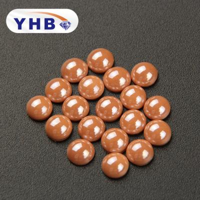 China Half Round Pearl With Low Price Wholesale Lt.Brown Flat Back Half Pearl Round Colorful Bead With Low Price for sale