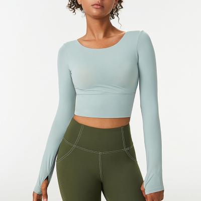 China Breathable Ready To Ship Top Sexy Design Long Sleeve Sport Yoga Wear Crop For Women for sale