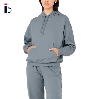 China High Quality Custom Wholesale Fashion Winter Plus Size Anti-Wrinkle Designer Solid Color Solid Color Thermal Sweat Suit Women's Loose Hoodie With Pocket for sale