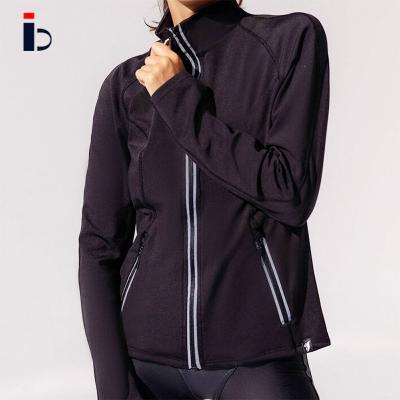 China 2021 New Women Breathable Winter Sports Coat Long Sleeves Activewear Front Zip Joggers Stand Collar Mesh Jacket Yoga Tops For Running for sale