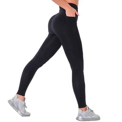 China Latest Design Girls Compression Antibacterial Sexy Spandex Tight Butt High Waist Workout Leggings With Pouch for sale